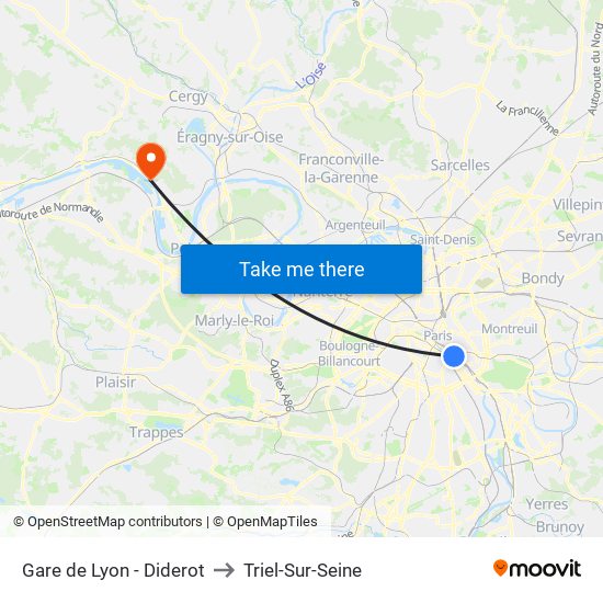 Gare de Lyon - Diderot to Triel-Sur-Seine map
