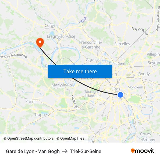 Gare de Lyon - Van Gogh to Triel-Sur-Seine map
