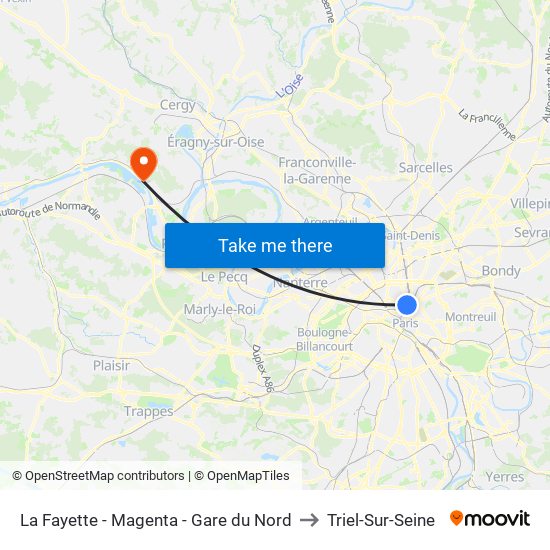 La Fayette - Magenta - Gare du Nord to Triel-Sur-Seine map