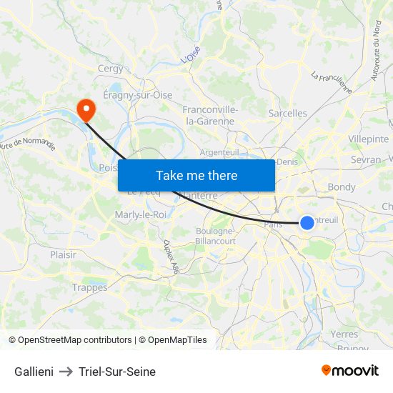 Gallieni to Triel-Sur-Seine map