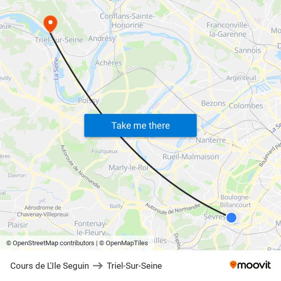 Cours de L'Ile Seguin to Triel-Sur-Seine map