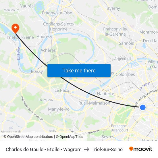 Charles de Gaulle - Étoile - Wagram to Triel-Sur-Seine map