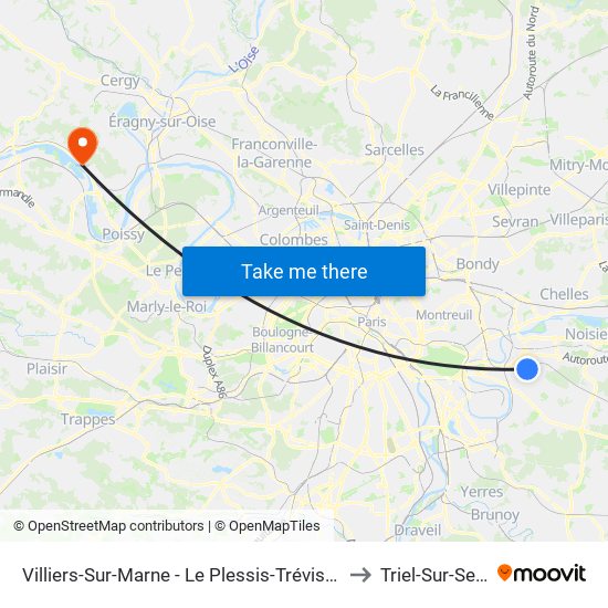 Villiers-Sur-Marne - Le Plessis-Trévise RER to Triel-Sur-Seine map