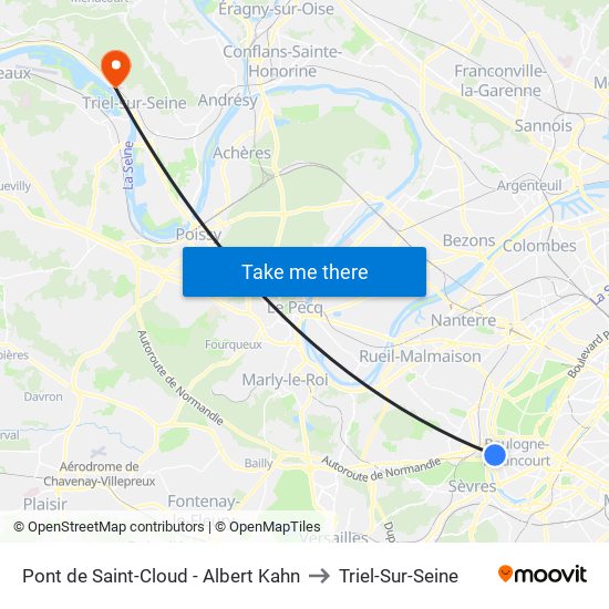 Pont de Saint-Cloud - Albert Kahn to Triel-Sur-Seine map