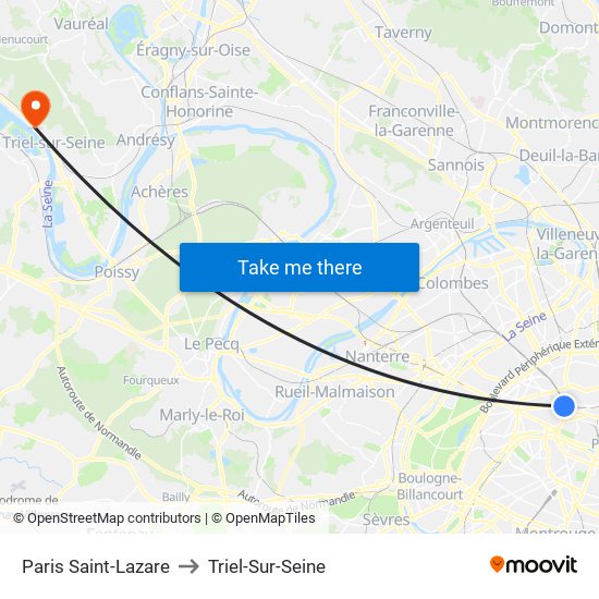 Paris Saint-Lazare to Triel-Sur-Seine map