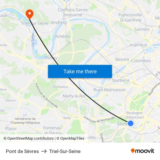 Pont de Sèvres to Triel-Sur-Seine map