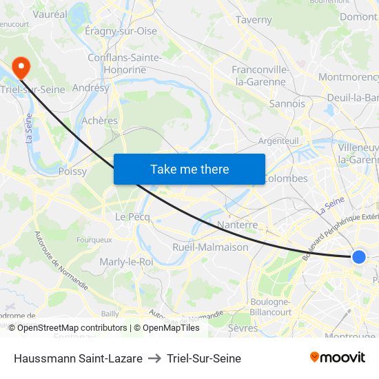 Haussmann Saint-Lazare to Triel-Sur-Seine map