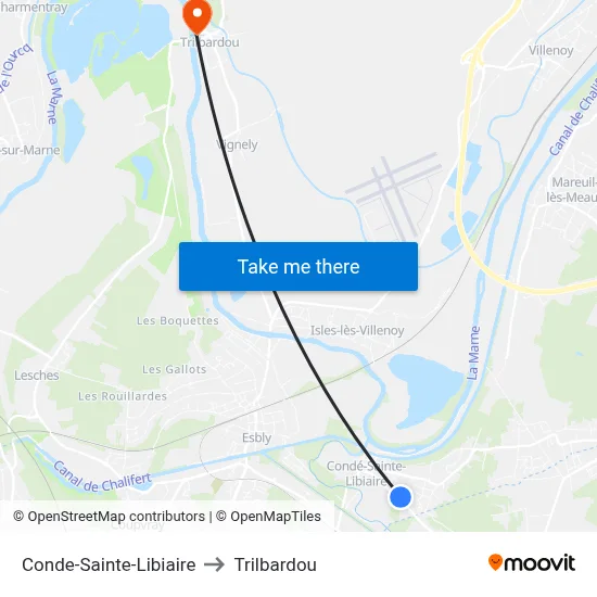 Conde-Sainte-Libiaire to Trilbardou map