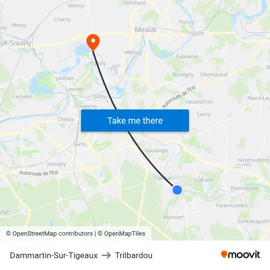 Dammartin-Sur-Tigeaux to Trilbardou map