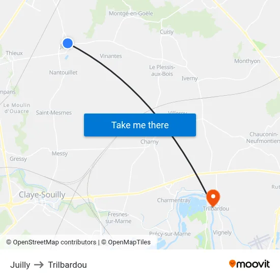 Juilly to Trilbardou map