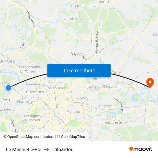 Le Mesnil-Le-Roi to Trilbardou map