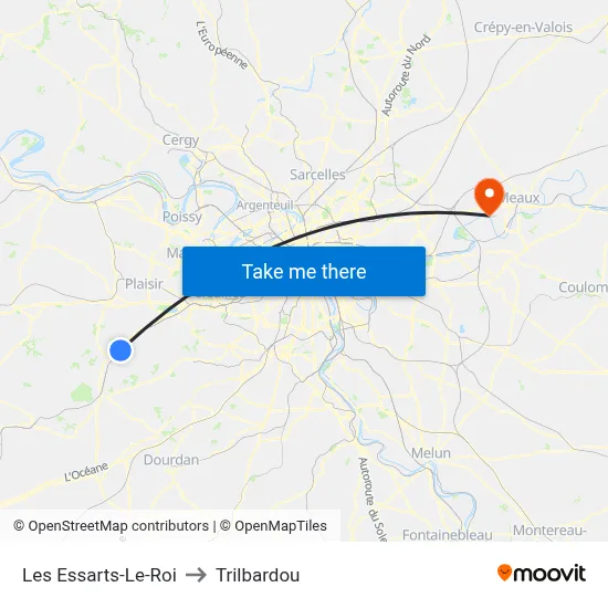 Les Essarts-Le-Roi to Trilbardou map