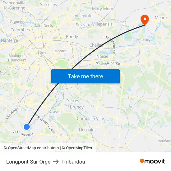 Longpont-Sur-Orge to Trilbardou map
