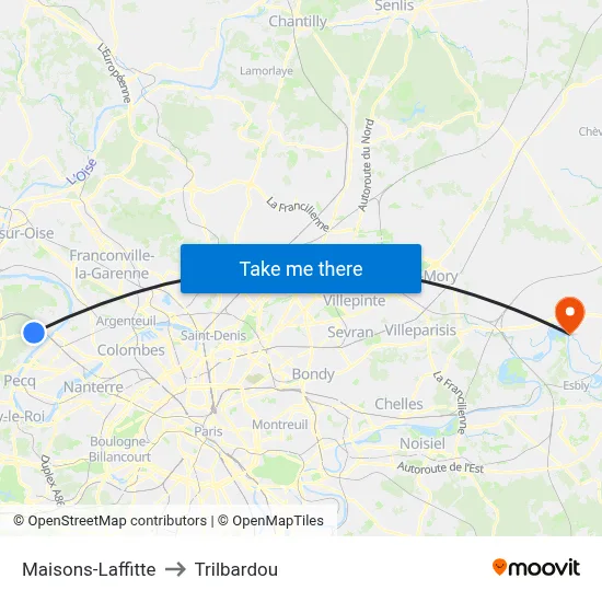 Maisons-Laffitte to Trilbardou map
