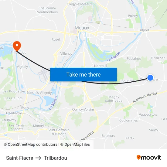 Saint-Fiacre to Trilbardou map