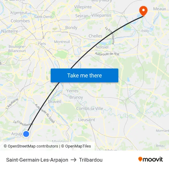 Saint-Germain-Les-Arpajon to Trilbardou map