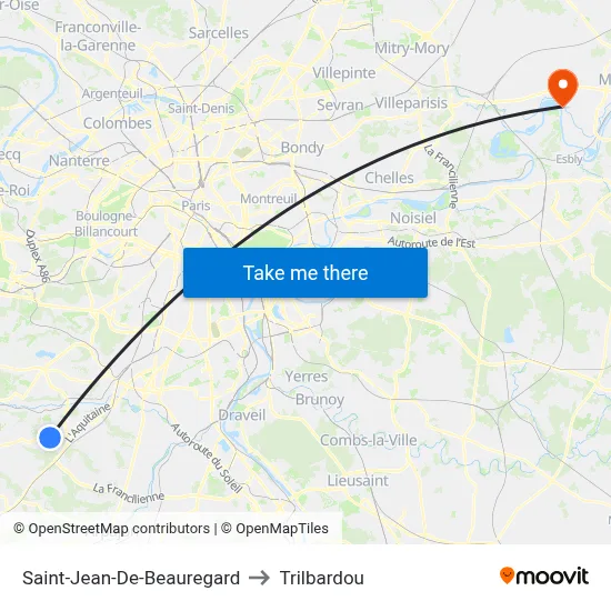 Saint-Jean-De-Beauregard to Trilbardou map
