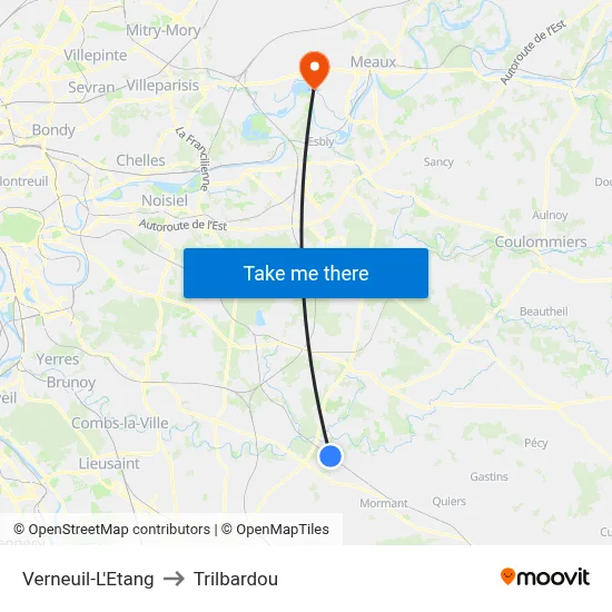 Verneuil-L'Etang to Trilbardou map