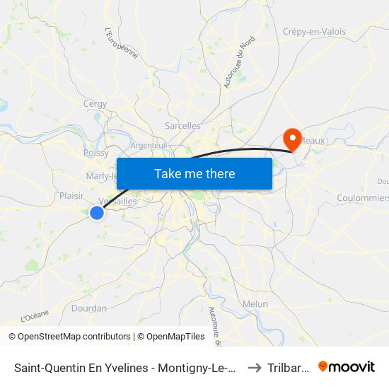 Saint-Quentin En Yvelines - Montigny-Le-Bretonneux to Trilbardou map