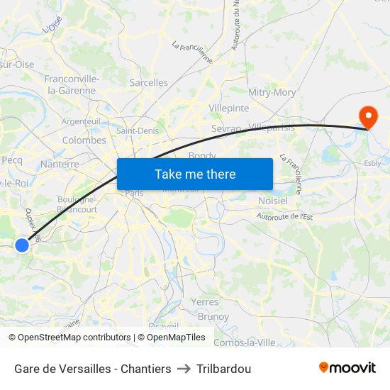 Gare de Versailles - Chantiers to Trilbardou map