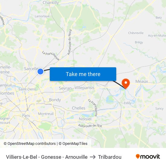 Villiers-Le-Bel - Gonesse - Arnouville to Trilbardou map