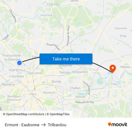 Ermont - Eaubonne to Trilbardou map
