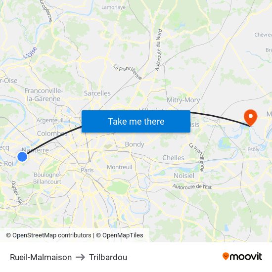 Rueil-Malmaison to Trilbardou map