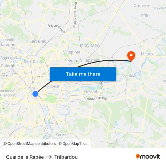 Quai de la Rapée to Trilbardou map