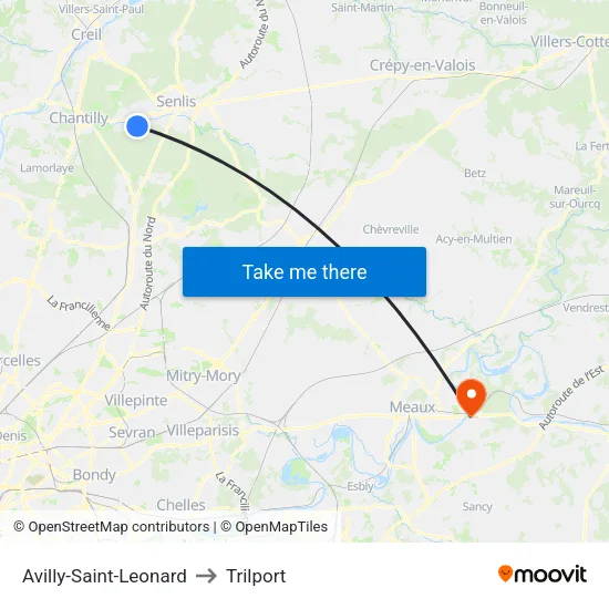 Avilly-Saint-Leonard to Trilport map