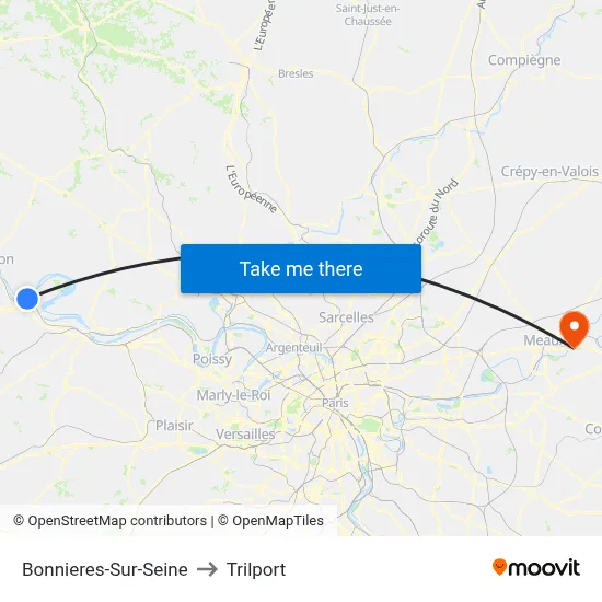 Bonnieres-Sur-Seine to Trilport map