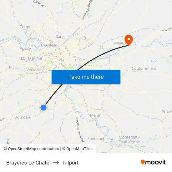 Bruyeres-Le-Chatel to Trilport map