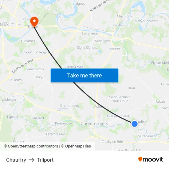 Chauffry to Trilport map