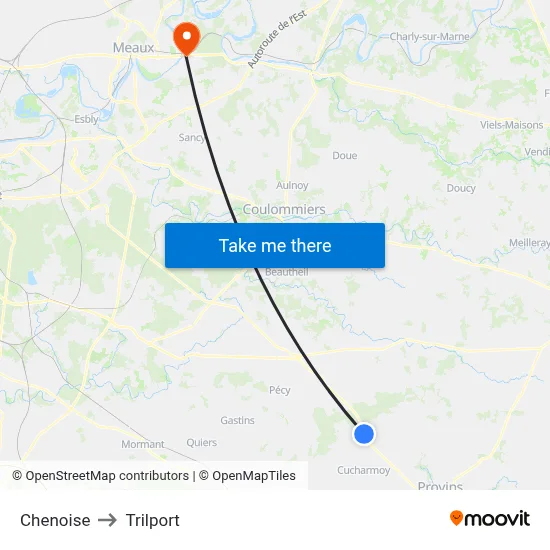 Chenoise to Trilport map