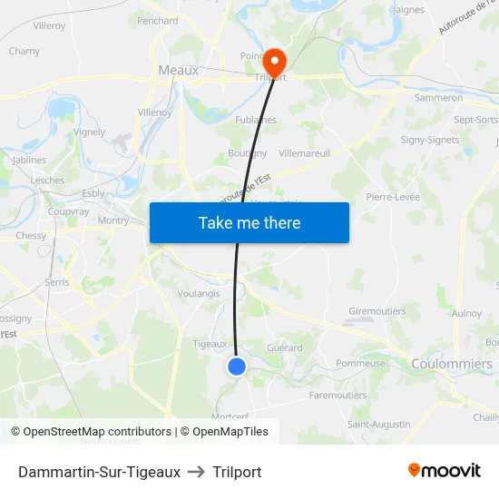 Dammartin-Sur-Tigeaux to Trilport map
