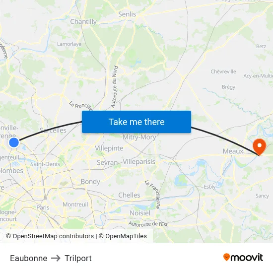 Eaubonne to Trilport map