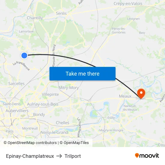 Epinay-Champlatreux to Trilport map