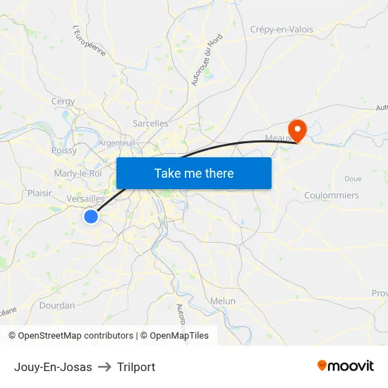 Jouy-En-Josas to Trilport map