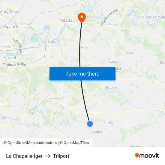 La Chapelle-Iger to Trilport map