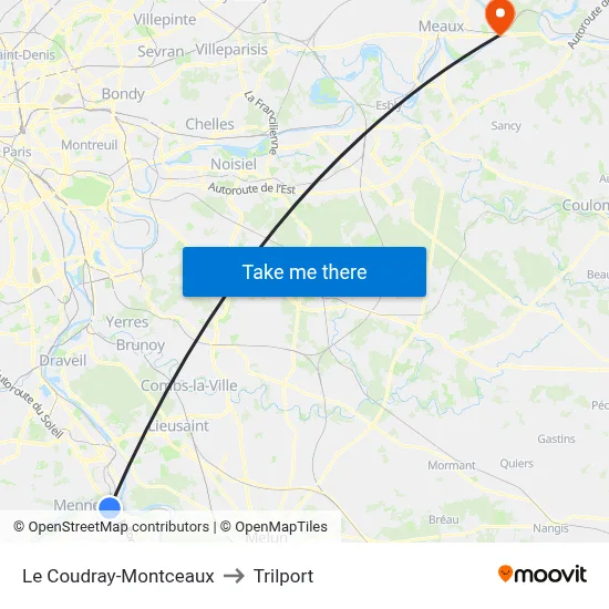 Le Coudray-Montceaux to Trilport map