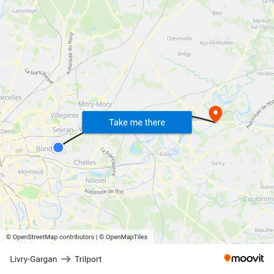 Livry-Gargan to Trilport map