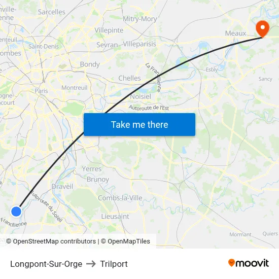 Longpont-Sur-Orge to Trilport map