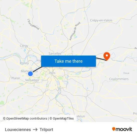 Louveciennes to Trilport map