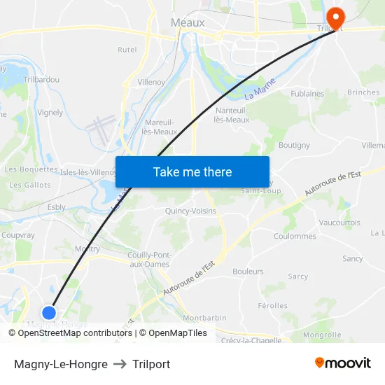 Magny-Le-Hongre to Trilport map