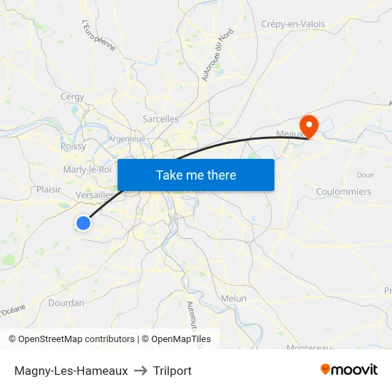 Magny-Les-Hameaux to Trilport map