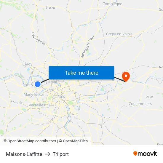Maisons-Laffitte to Trilport map