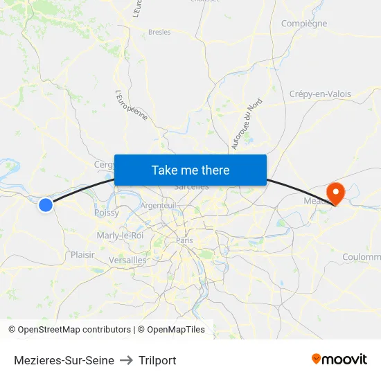 Mezieres-Sur-Seine to Trilport map