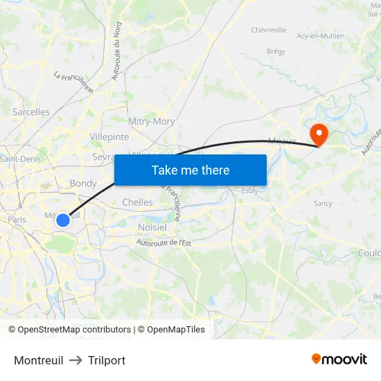 Montreuil to Trilport map