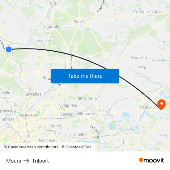 Mours to Trilport map