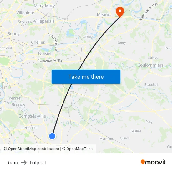 Reau to Trilport map