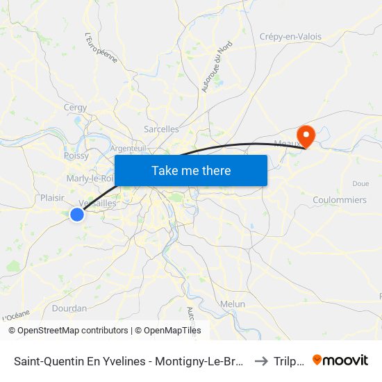 Saint-Quentin En Yvelines - Montigny-Le-Bretonneux to Trilport map